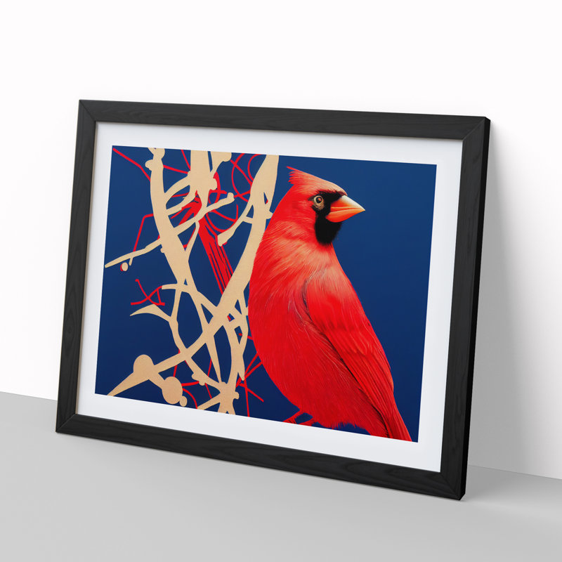 Cardinal Bird Vol.18 - Single Picture Frame Print, Black Framed, 46cm H x 64cm W x 2cm D