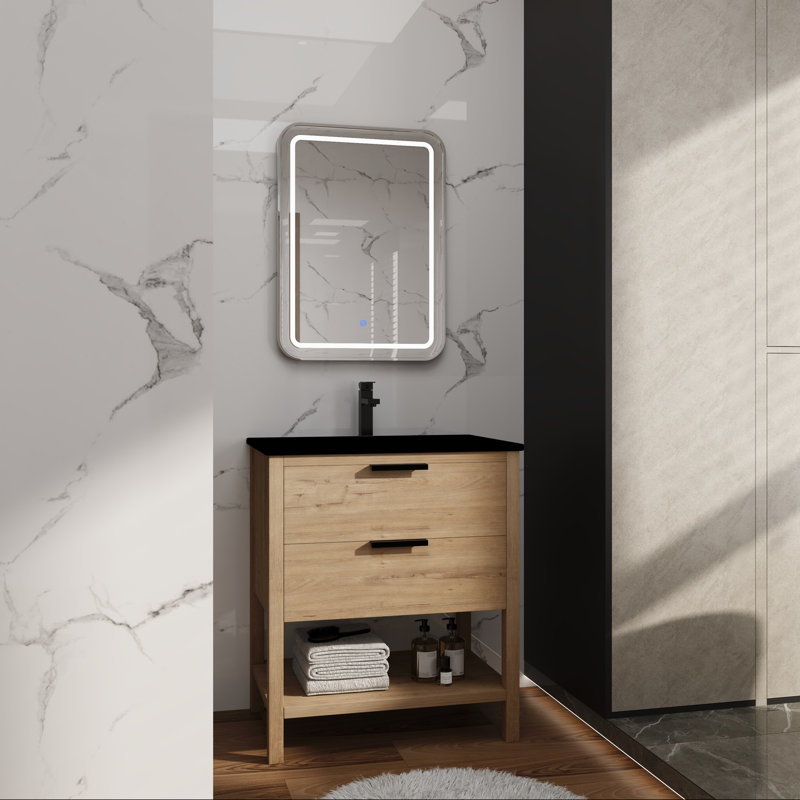 30" Vanity with 2 Drawers and Storage, Black