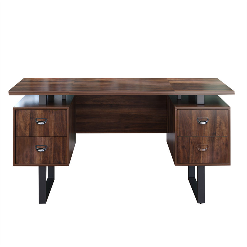 Nila Metal Base Computer Desk, Walnut