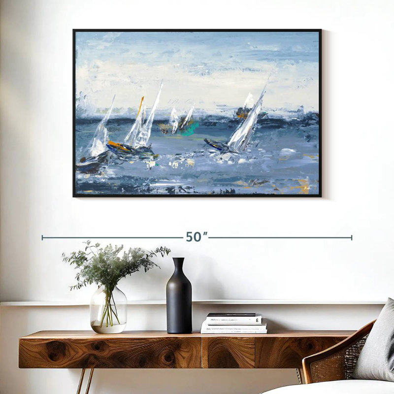 Blue Water Adventure I, Cadre flottant noir, 40 po x 27 po