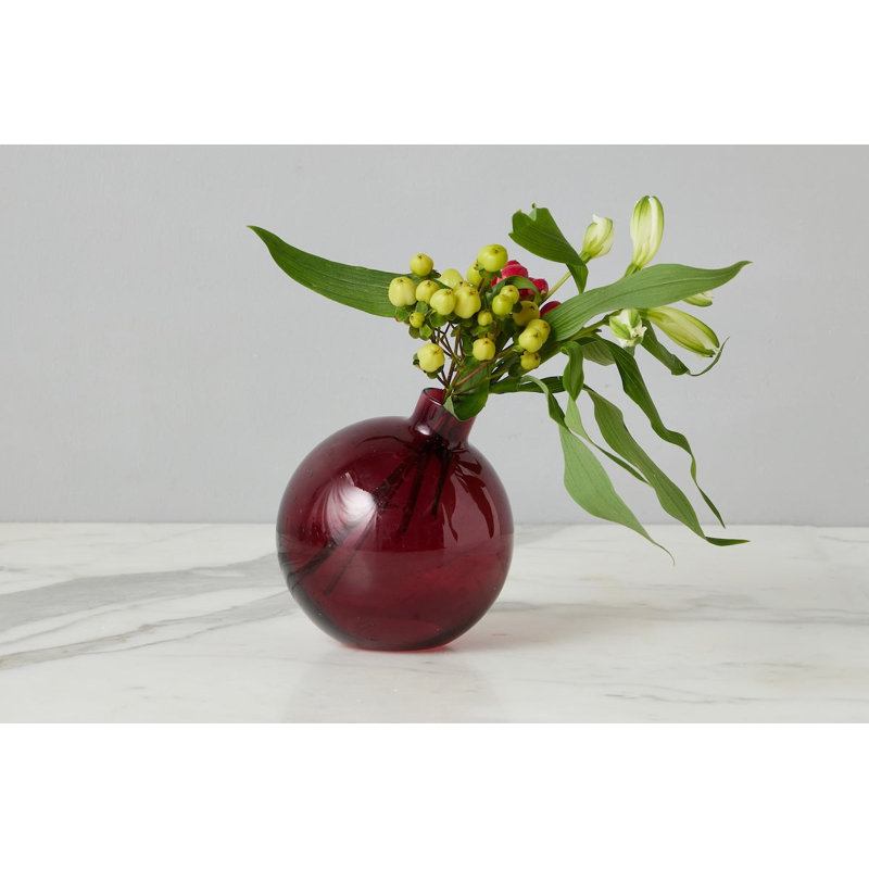 Glass Sphere Bud Vase, Merlot Red
