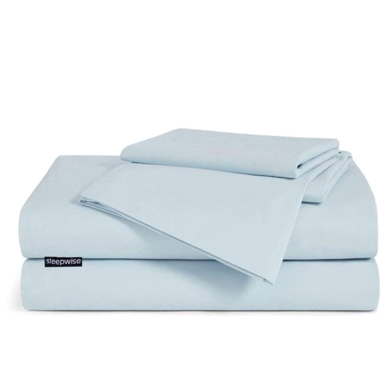 Solid Colour Duvet Cover Set with Pillowcases, Light Blue