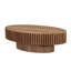 Table basse compacte Ellipse 43,7 pouces, panneau de fibres à densité moyenne brun classique avec base piédestal, pour le salon ou la chambre à coucher