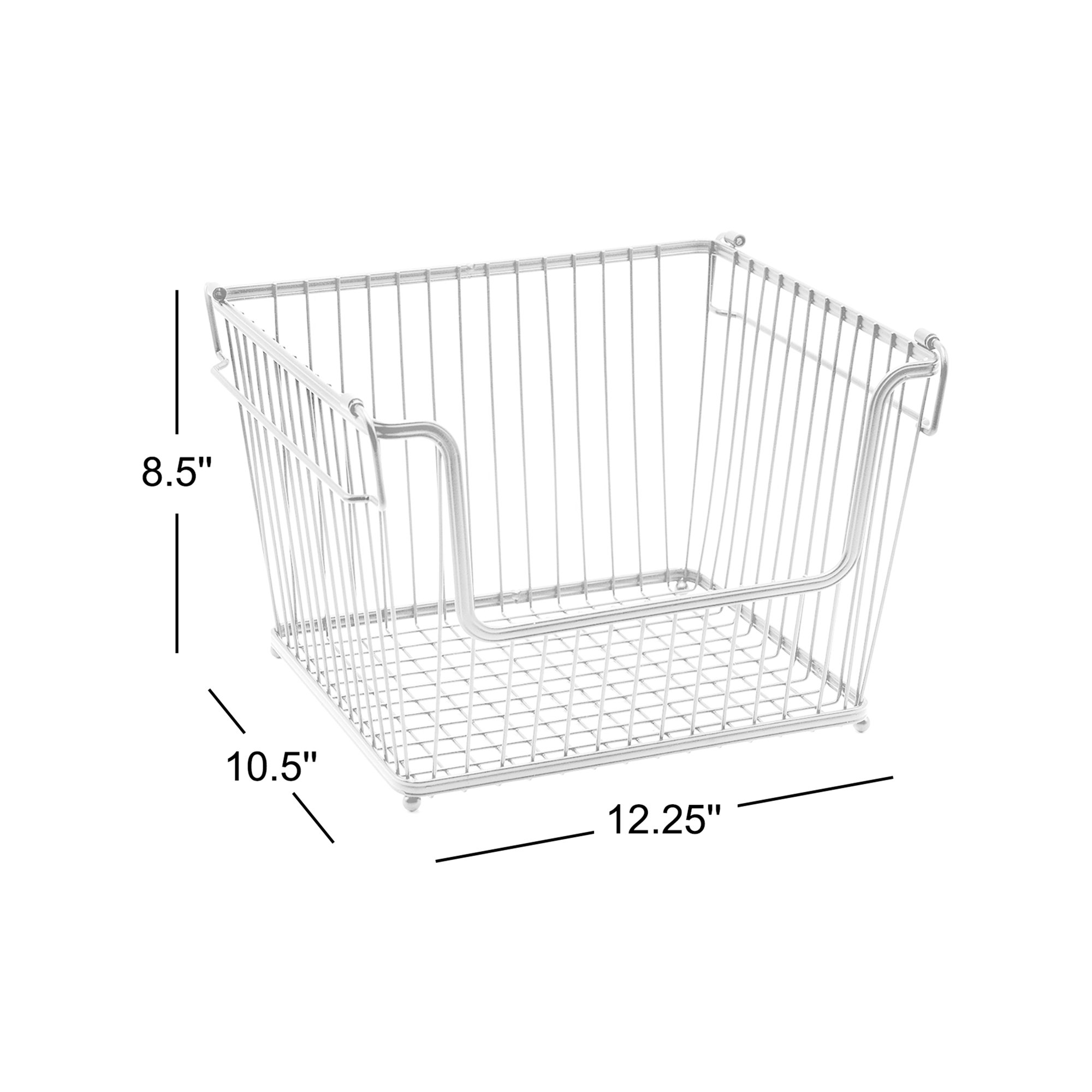 Sorbus MTL-BSKT6 6 Pack Stackable Metal Storage Basket with Handles in Silver, Silver