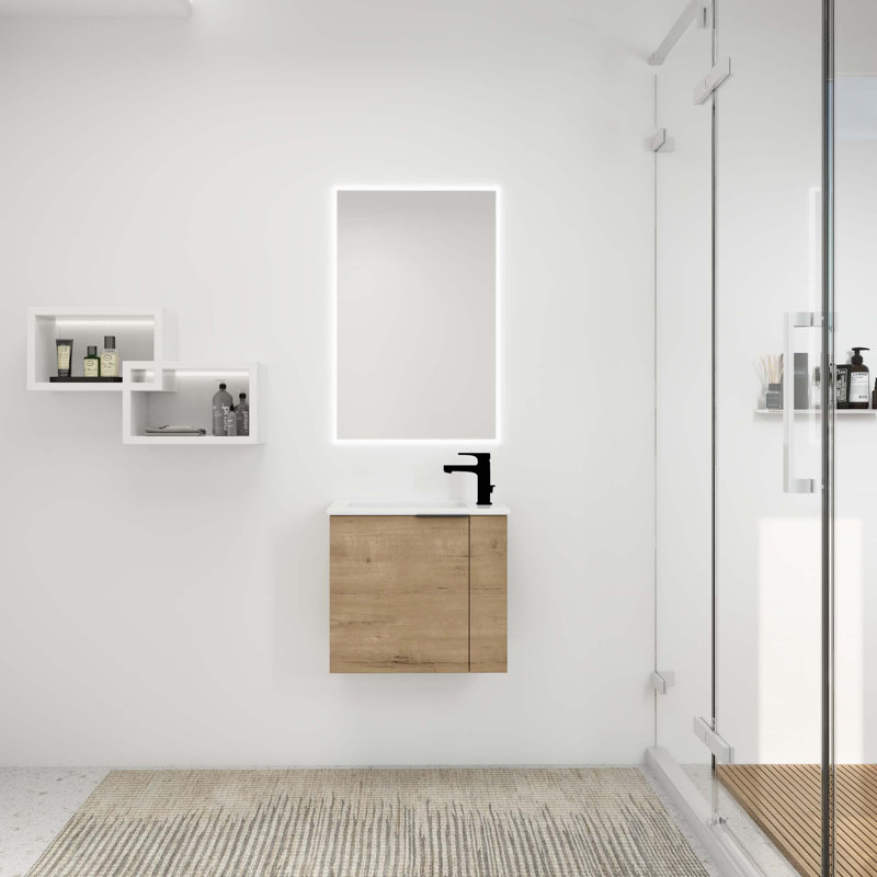 Meuble-lavabo flottant 22 po avec lavabo, Chêne