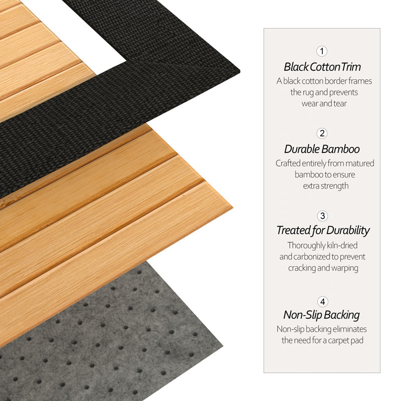 Locher Bamboo Area Rug, Rectangle 2' x 3', Natural
