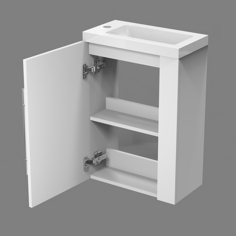 Nikkea 440mm Single Bathroom Vanity with Drop In Resin Basin, White