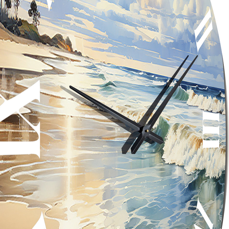 Beach Photo Seaside Reflections V - Horloge murale nautique et plage, Grand