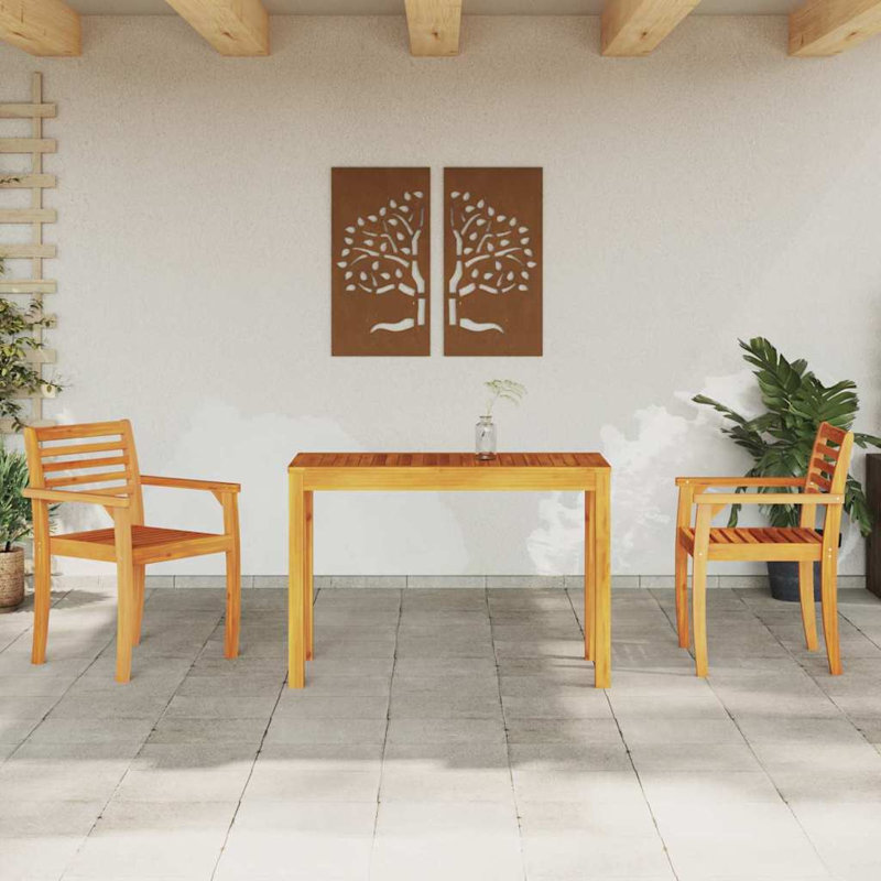 2 - Person Acacia Solid Wood Patio Dining Set Rectangular Table