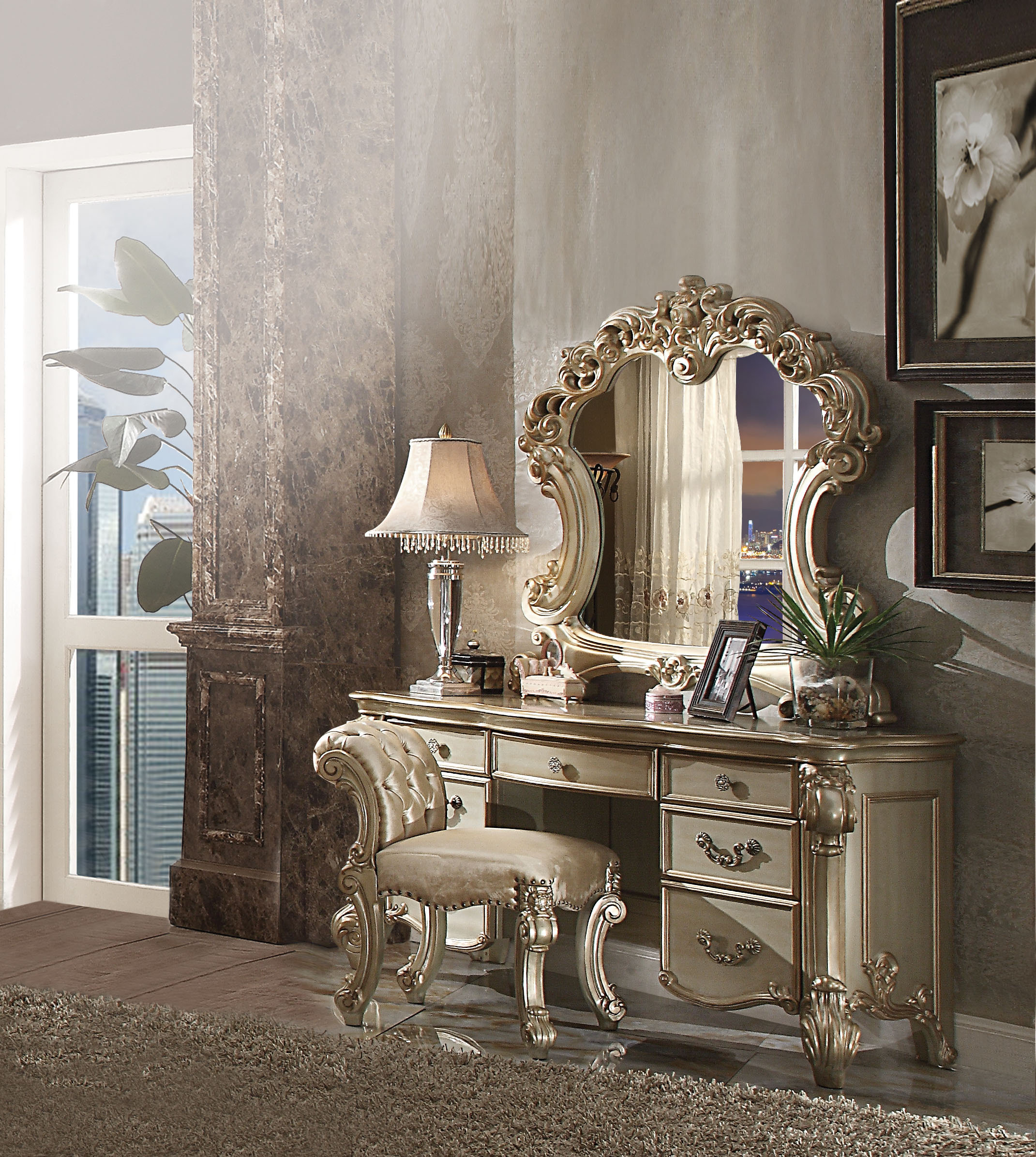 Bloomsbury Market Amalbena Vanity Set with Stool & Reviews | Wayfair