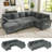 George 106" Upholstered Corduroy L Shaped  Modular Sectional Sleeper Sofa with Pull Out Bed and Storage Ottoman-829340627