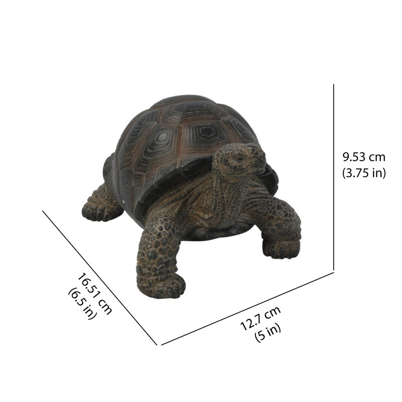 Realistic Grey-Brown Tortoise Garden Statue, 7 Inches