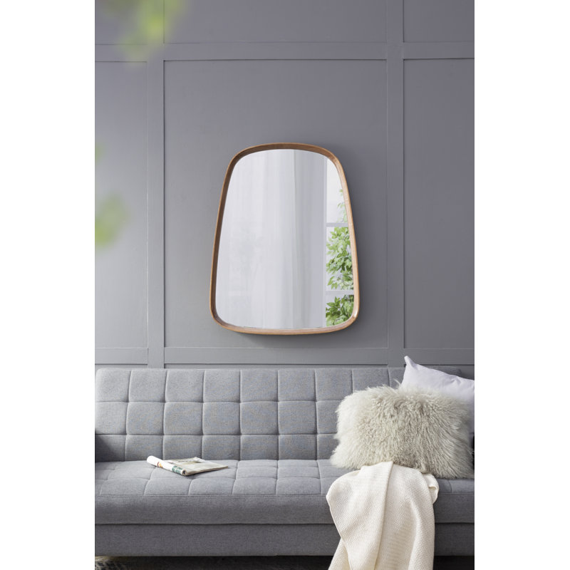 27 po x 37 po - Bois et verre - Miroir mural de salle de bain - Brun