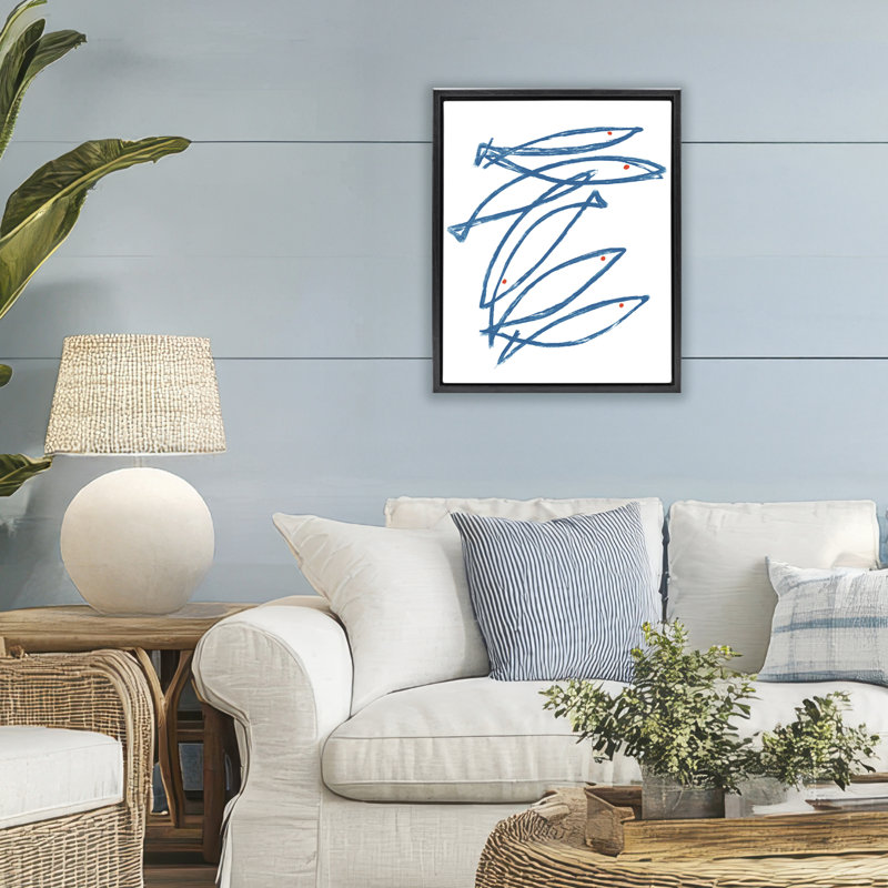 Cadre flottant Minimalist Fish, design par Lil 'Rue, Cadre flottant noir de jais, H 21 po x l 17 po