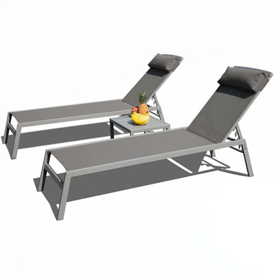 Patio Chaise Lounge Set With Table