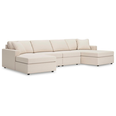 Branton 4-Piece Upholstered Modular Double Chaise Sectional