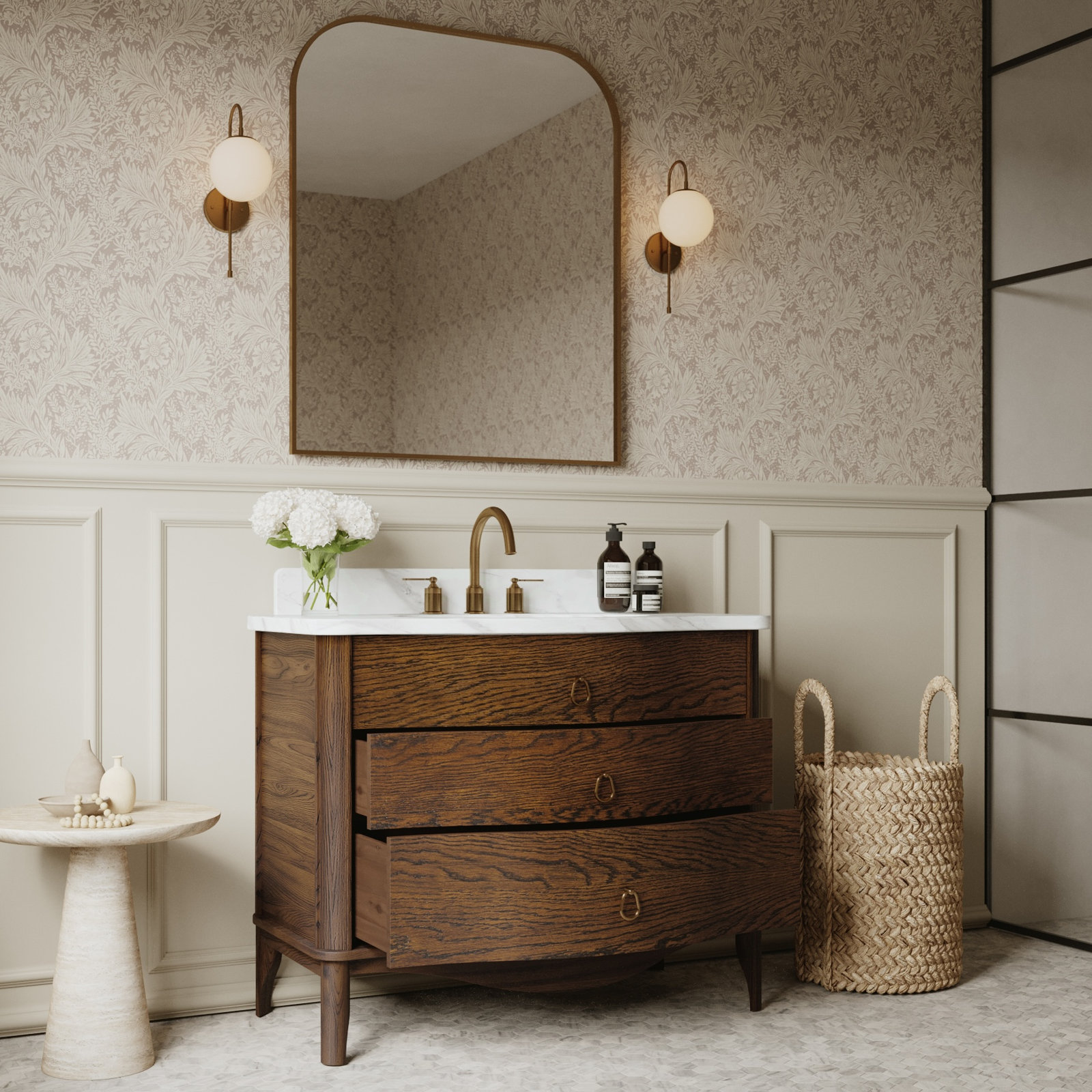 Emmy Bathroom Vanity, Enhanced Brown Oak, 42"
