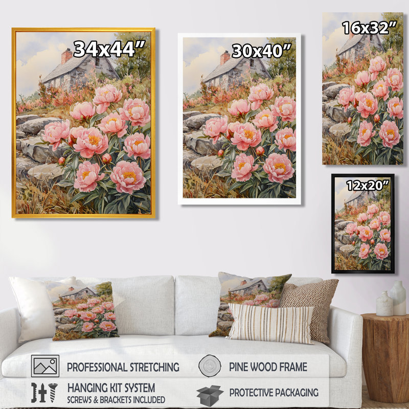 Dumercie - Floral Wall Decor, 32" H x 16" W, Black, Single Picture Framed Print