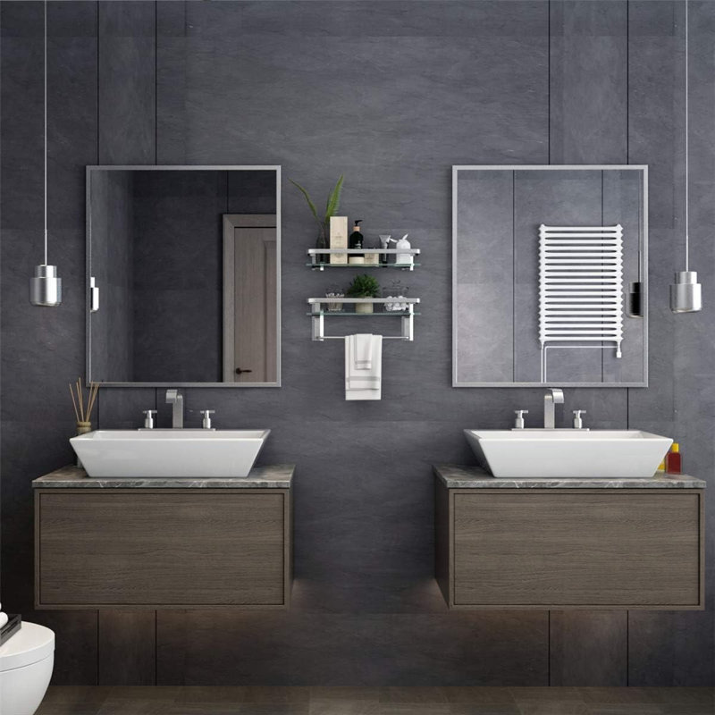 Wall mounted floating glass shelf