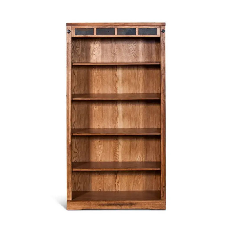 Bibliothèque Marv avec tablettes réglables, incrustation d'ardoise, (5 tablettes) H 60 po x l 32 po x P 13 po, Brun