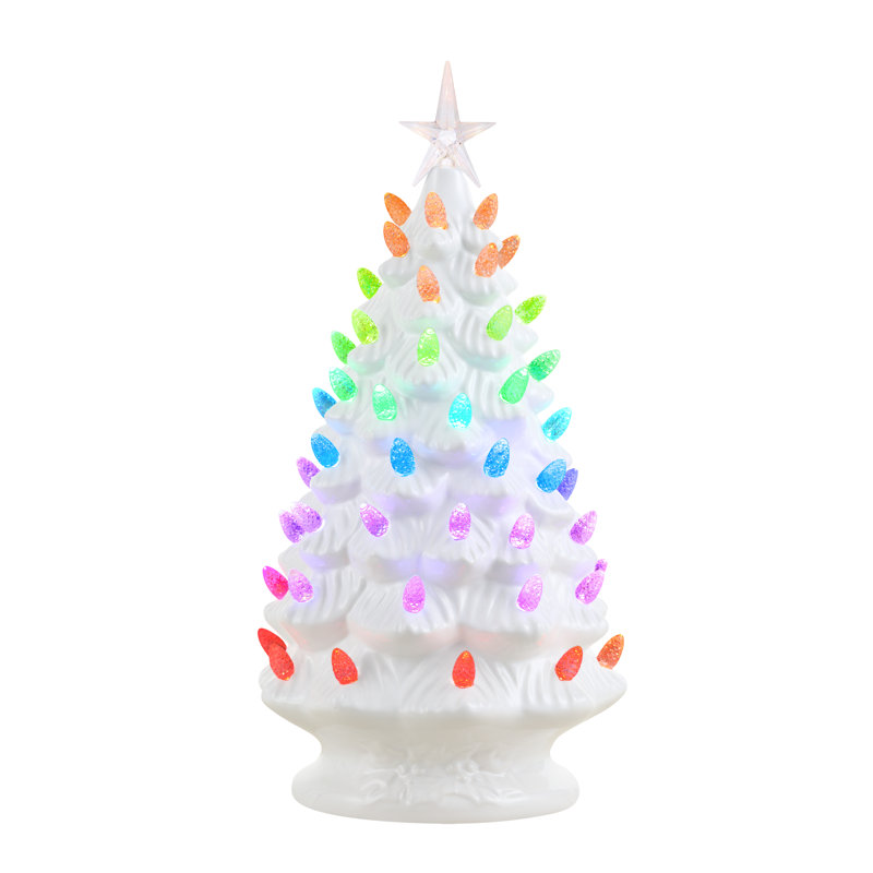 18 in. White Nostalgic Ceramic Tree with Lightshow