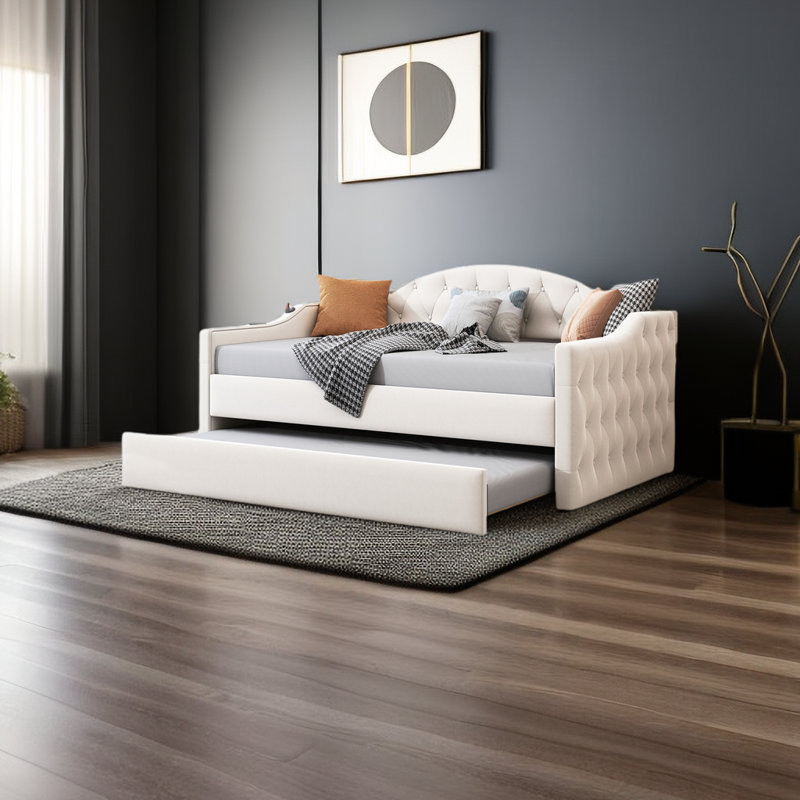 Bemelle Upholstered Daybed, Beige