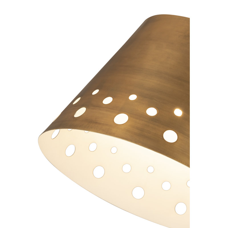 Luminaire suspendu conique 1 lumière, Laiton frotté, H 13,5 po x l 18 po x P 18 po