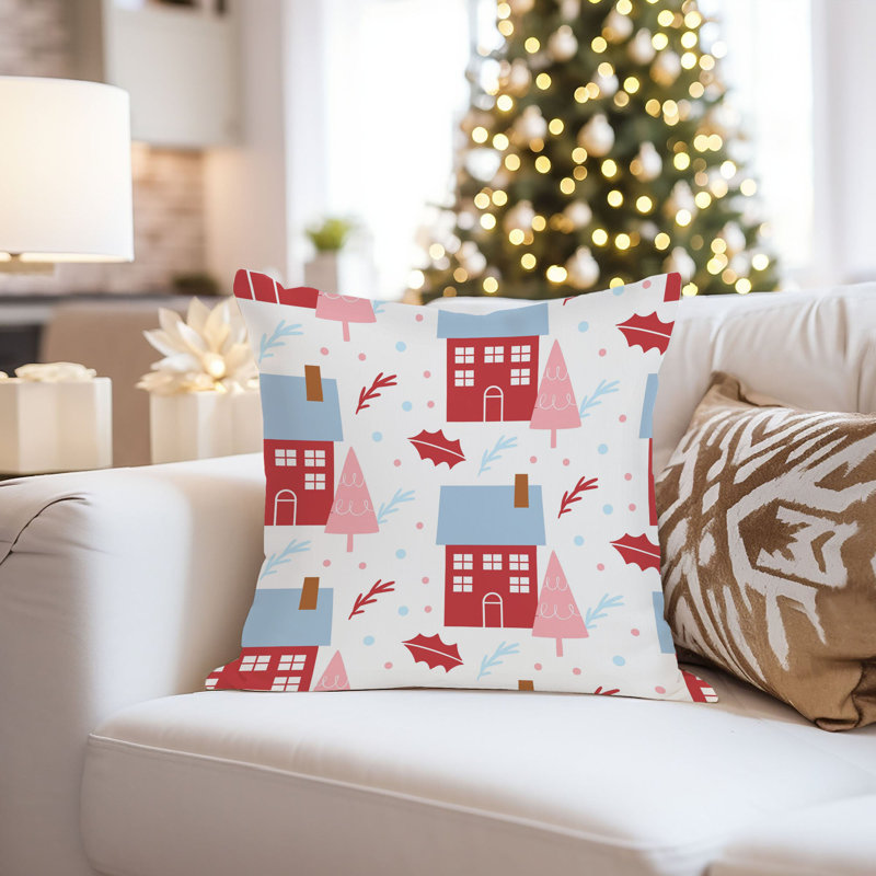 Holiday Christmas House Pattern I Modern, 18"H x 18"W
