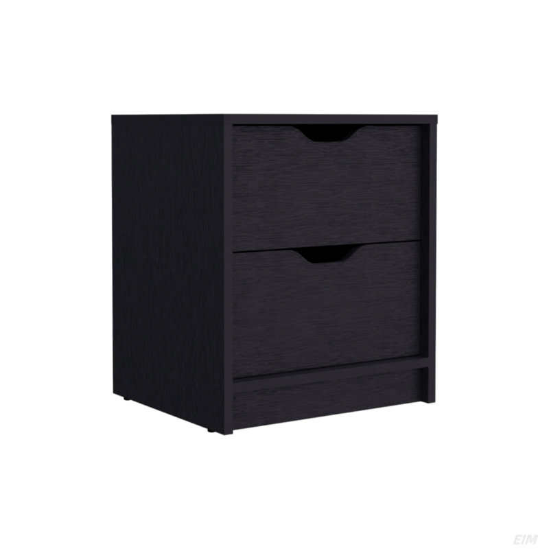 Table de chevet 2 tiroirs, table de bout, table d'appoint, Noir