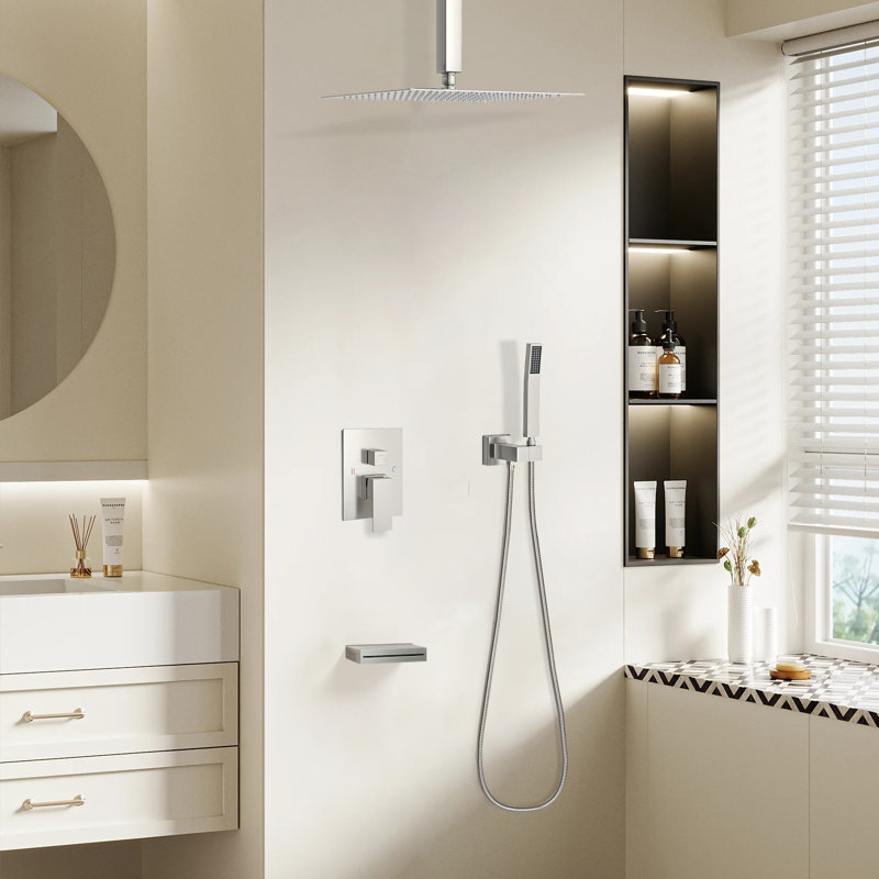 3-Function High-Pressure Rainfall Shower System, Tub Faucet Set