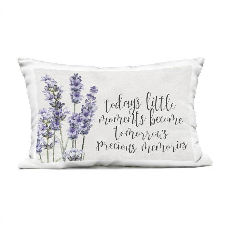 Today's Little Moments Sentiment Outdoor Printed Pillow design by Kim Allen, Lavender 1