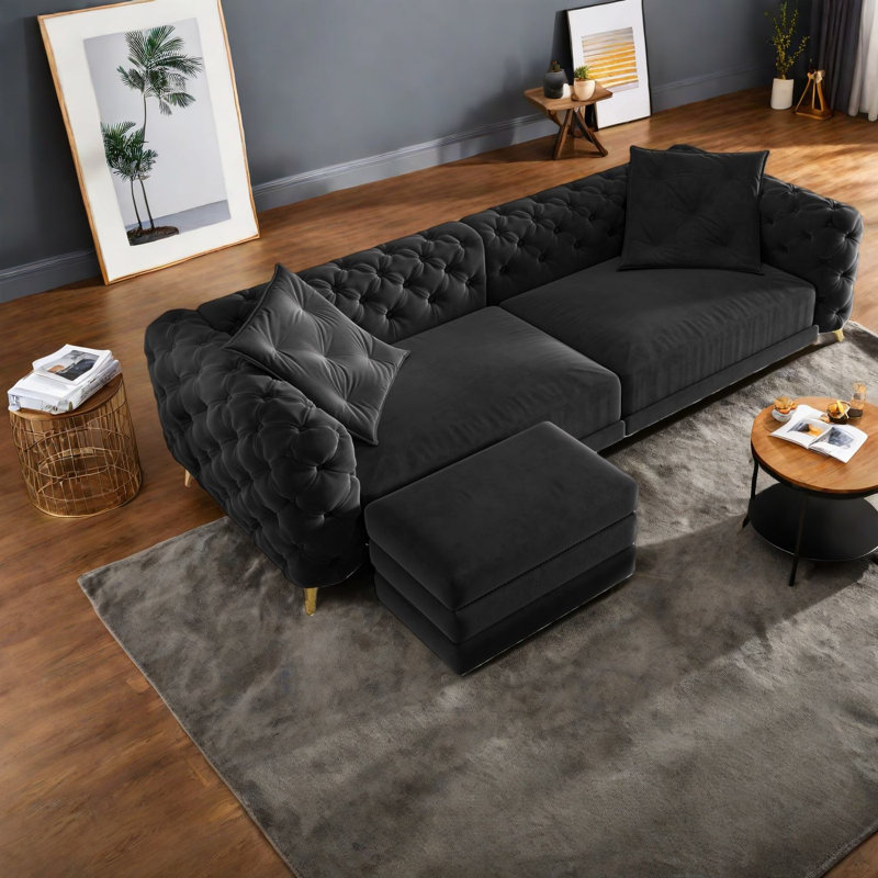 Canapé-lit moderne et peu encombrant, revêtement en velours, pour la vie en appartement