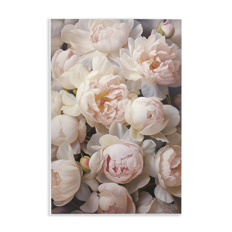 Art floral sur pivoines roses par Roozbeh Bahramali, H 15 po x l 10 po