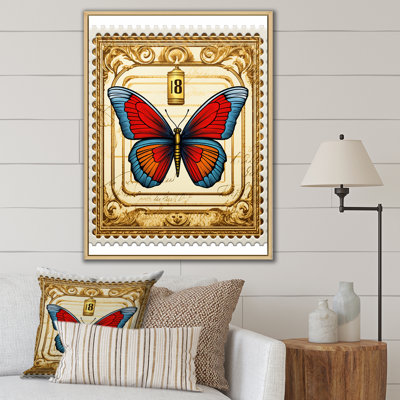 Illustration rétro d'un papillon bleu