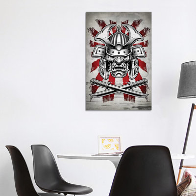 Samurai Mask 1 Piece Wrapped Canvas Painting