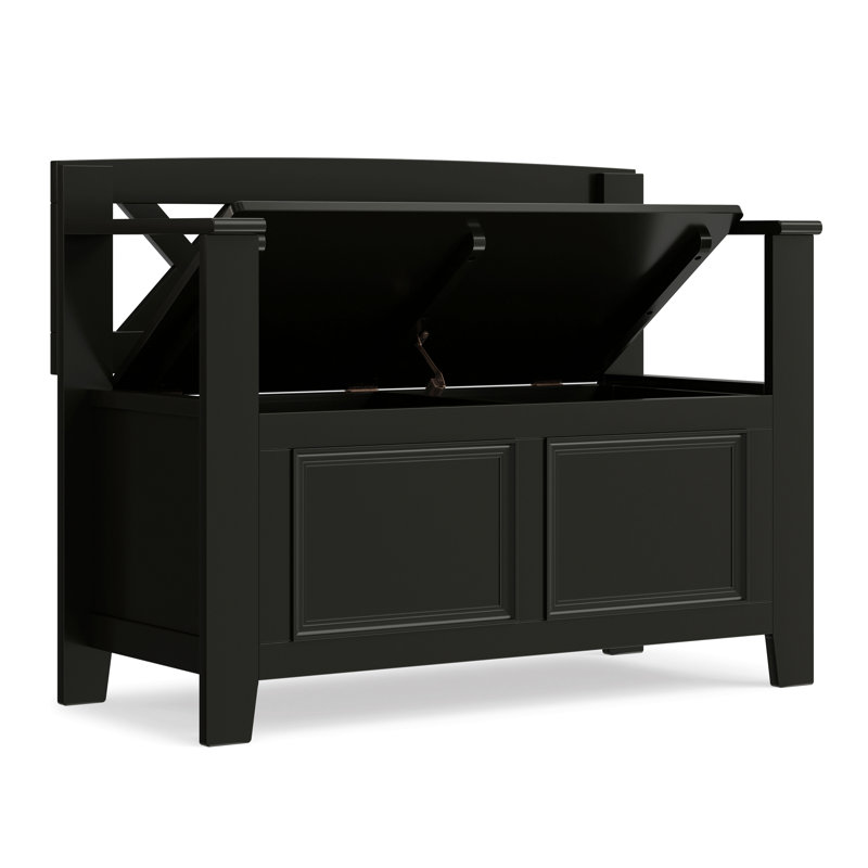 Transitional Design Small Entryway Storage Bench, Black