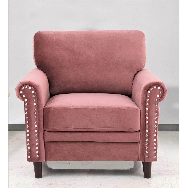 Lyme Velvet Chesterfield Chair, Rose Velvet