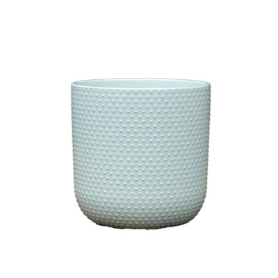 Dotted Cylinder Planter (No Saucer) Medium Glazed Ceramic Pot (Case of 2) - Indoor Outdoor
