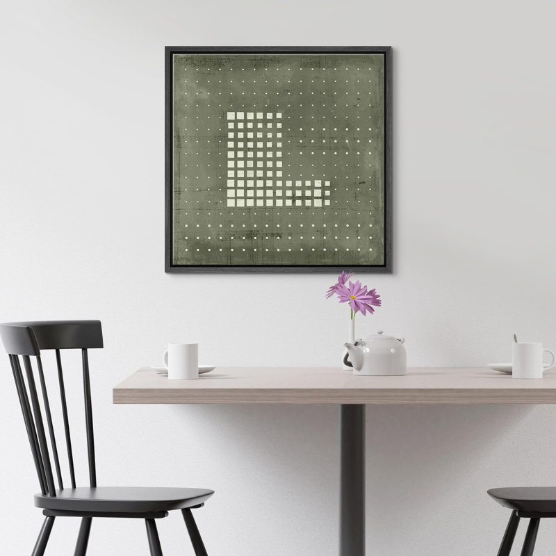 "Abstract Spots Grid", monochrome, pointillé, illustrations modernes, impression sur toile, H 24 po x l 24 po, Noir