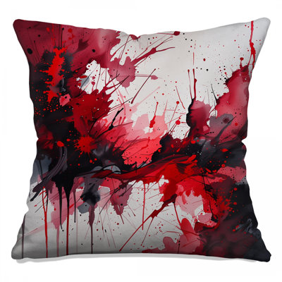 Red Splatter Throw Pillow, Abstract Double Sided Pillows