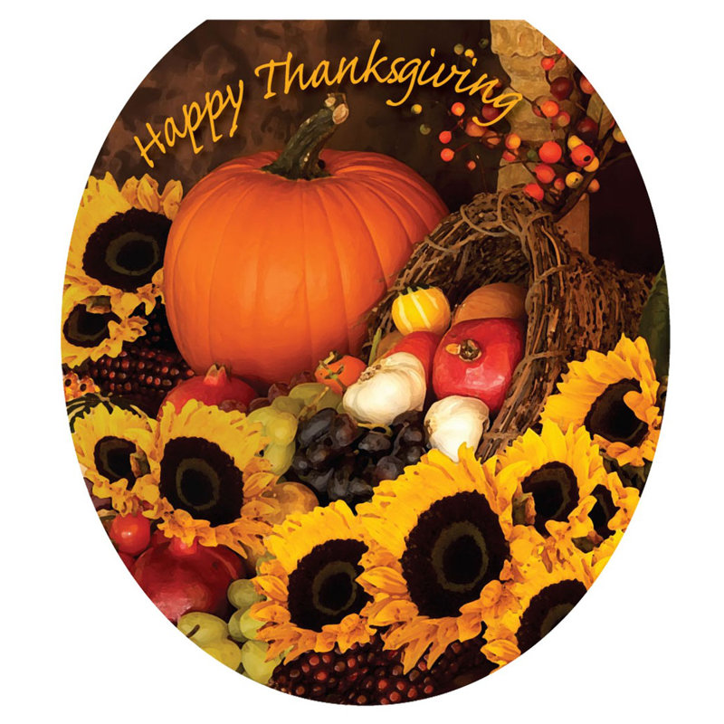 Décalcomanie de siège de toilette Thanksgiving Harvest - couvercles de toilette en vinyle, Rond