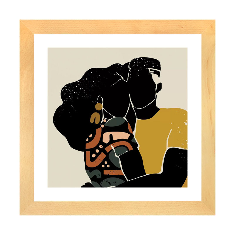 «Black Love», reproduction d'impression, H 24 po x l 24 po x p 1 po, Toile avec cadre en bois beige, Blanc