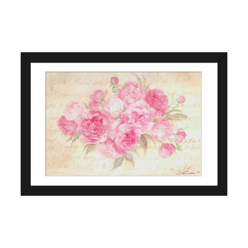 «Peony Passion», reproduction sur toile, Papier d'art encadré noir, Blanc, H 16 po x l 24 po x P 1 po
