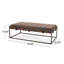 Upholstered Metal Ottoman Bench, Brown, Suede