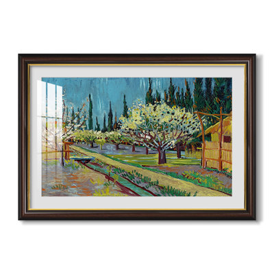 Orchard in Blossom, Bordered by Cypresses, 1888-Vincent van Gogh-Custom Framed Canvas