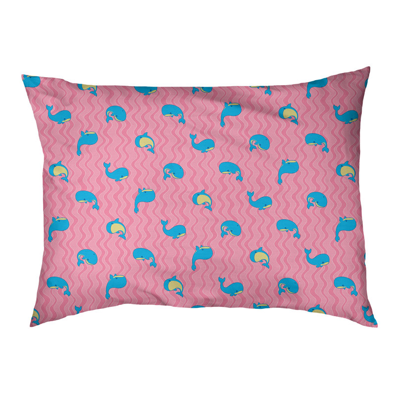 Coussin pour chien Campion Whales, Moyen (L 29,5 po x P19,5 po x H 9,5 po), Rose/bleu