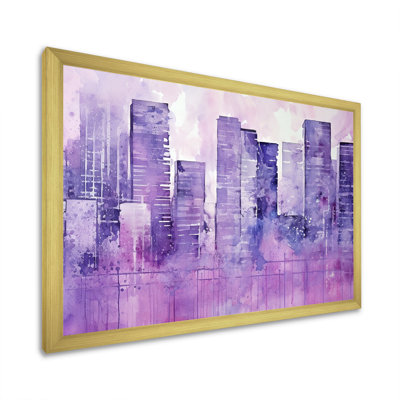 «Violet Cityscape High Rise Skycraper», reproduction sur toile