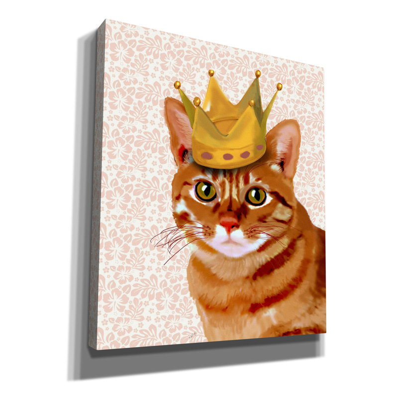 «Ginger Cat With Crown Portrait», impression sur toile tendue, H 30 po x l 26 po x P 1,5 po