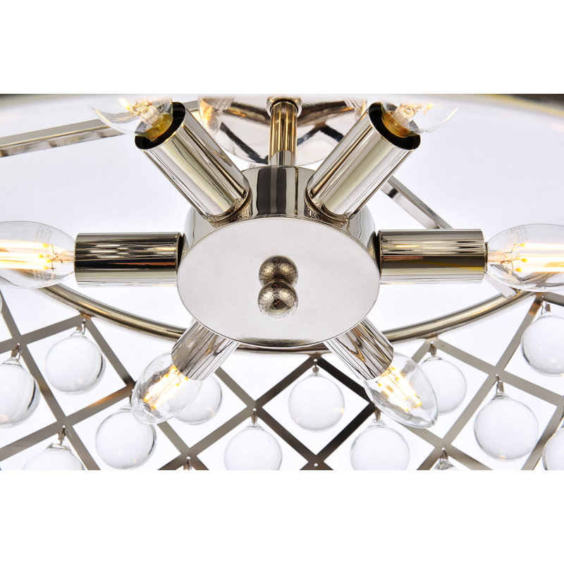 Lustree tambour 6 lumières unique Swinney, Nickel poli