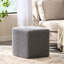 Tabouret en coton gris tricoté, fait main, 40,8 cm de profondeur, largeur et hauteur, facile d'entretien, finitions soignées, aucun assemblage requis